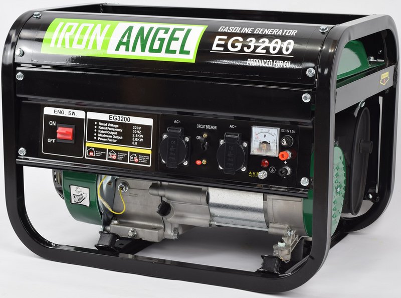 Генератор бензиновий IRON ANGEL 1 фаза (220В), 2,8кВт, (EG3200)